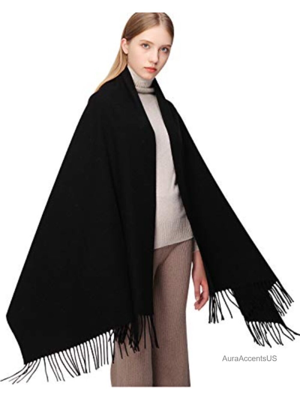 100% Wool Pashmina Shawl Wrap Women Warm Winter Thick Soft Scarf